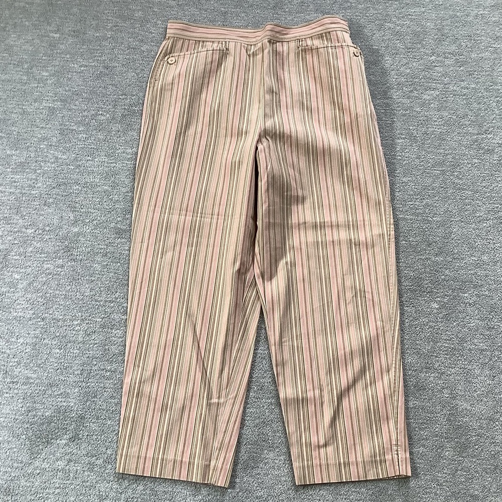 Talbots Tan/pink Striped Cropped Cotton Pants Sz. 12